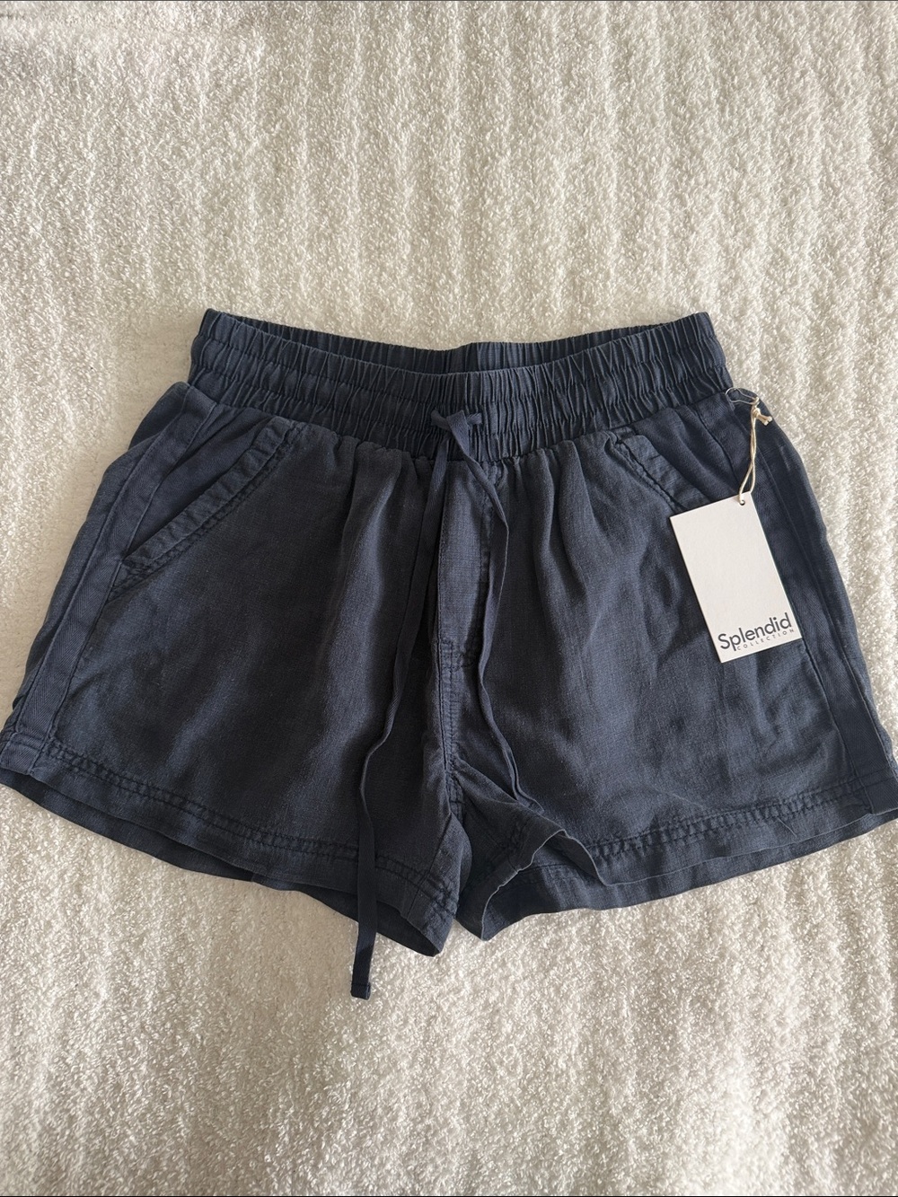 (XS) Splendid Women's Navy Pull-On Lounge Shorts